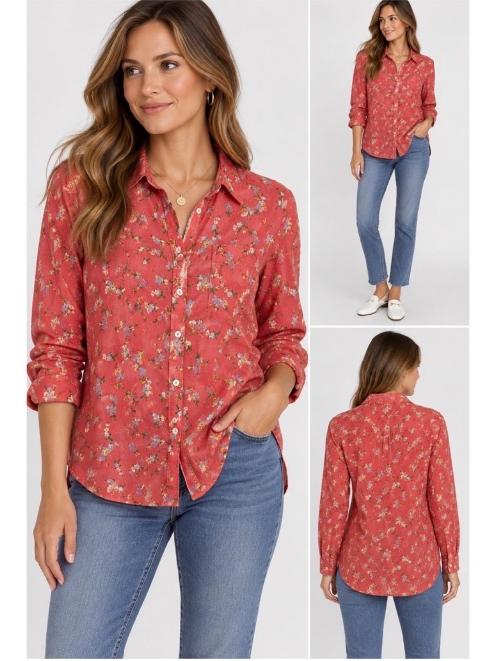 Sundance Coral Floral Button-Down Shirt